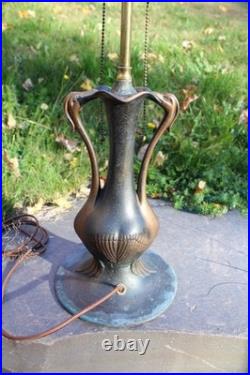 Antique Table Lamp Base For Reverse Painted Leaded Slag Glass Shade Art Nouveau