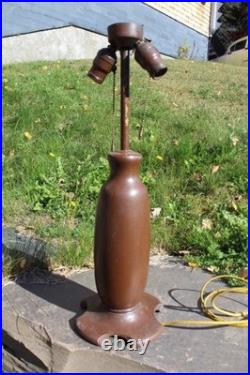 Antique Table Lamp Base For Reverse Painted Leaded Slag Glass Shade Moe Bridges