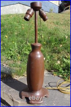 Antique Table Lamp Base For Reverse Painted Leaded Slag Glass Shade Moe Bridges