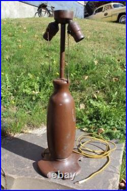 Antique Table Lamp Base For Reverse Painted Leaded Slag Glass Shade Moe Bridges