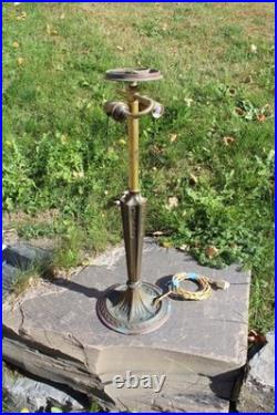 Antique Table Lamp Base For Reverse Painted Leaded Slag Glass Shade Moe Bridges