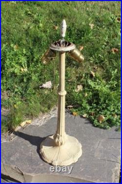 Antique Table Lamp Base For Reverse Painted Leaded Slag Glass Shade Painted Base