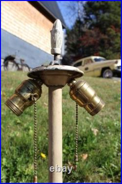 Antique Table Lamp Base For Reverse Painted Leaded Slag Glass Shade Painted Base