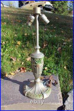 Antique Table Lamp Base For Reverse Painted Leaded Slag Glass Shade Royal Art