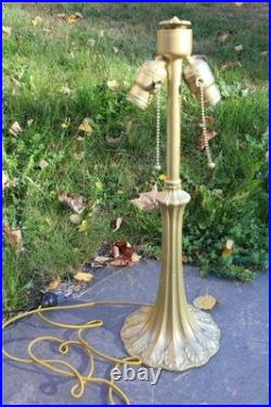 Antique Table Lamp Base For Reverse Painted Leaded Slag Glass Shade Royal Art