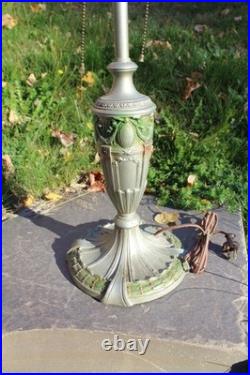 Antique Table Lamp Base For Reverse Painted Leaded Slag Glass Shade Royal Art