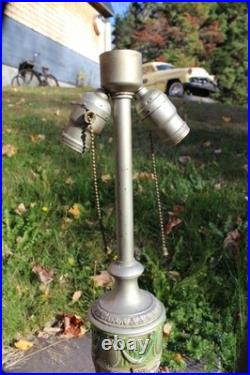 Antique Table Lamp Base For Reverse Painted Leaded Slag Glass Shade Royal Art