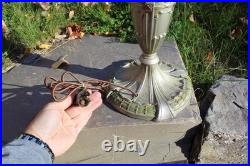 Antique Table Lamp Base For Reverse Painted Leaded Slag Glass Shade Royal Art