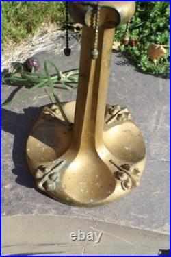Antique Table Lamp Base For Reverse Painted Leaded Slag Glass Shade Sign B&H
