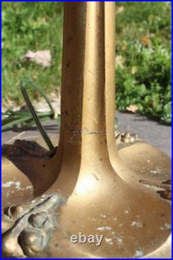 Antique Table Lamp Base For Reverse Painted Leaded Slag Glass Shade Sign B&H