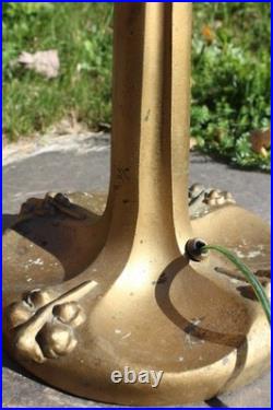 Antique Table Lamp Base For Reverse Painted Leaded Slag Glass Shade Sign B&H