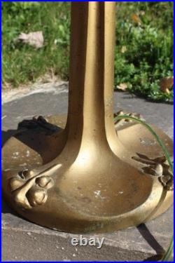 Antique Table Lamp Base For Reverse Painted Leaded Slag Glass Shade Sign B&H