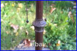 Antique Table Lamp Base For Reverse Painted Leaded Slag Glass Shade Sign Rainaud