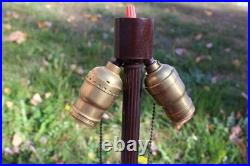 Antique Table Lamp Base For Reverse Painted Leaded Slag Glass Shade Sign Rainaud