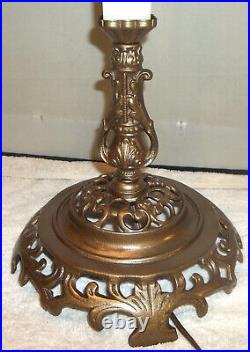 Antique Table Top Houze Slag Glass Arrow Bridge Lamp Holophane Shade Restored