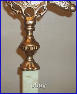 Antique Table Top Houze Slag Glass Arrow Bridge Lamp Holophane Shade Restored