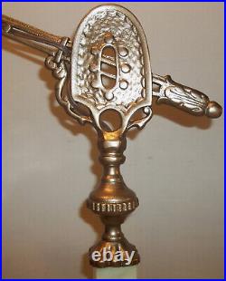 Antique Table Top Houze Slag Glass Arrow Bridge Lamp Holophane Shade Restored