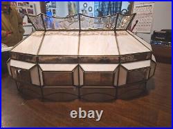 Antique Tiffany Style Rectangle 2 light Stained Slag Glass Hanging Lamp Shade