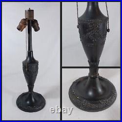 Antique Torch And Floral Swag Motif Lamp Base, For Slag Stained Glass Shades Antique Torch And Floral Swag Motif Lamp Base, For Slag Stained Glass Shades