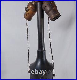 Antique Torch And Floral Swag Motif Lamp Base, For Slag Stained Glass Shades Antique Torch And Floral Swag Motif Lamp Base, For Slag Stained Glass Shades