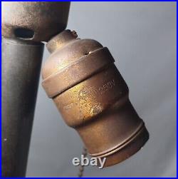Antique Torch And Floral Swag Motif Lamp Base, For Slag Stained Glass Shades Antique Torch And Floral Swag Motif Lamp Base, For Slag Stained Glass Shades