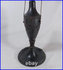 Antique Torch And Floral Swag Motif Lamp Base, For Slag Stained Glass Shades Antique Torch And Floral Swag Motif Lamp Base, For Slag Stained Glass Shades