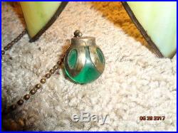 Antique Tulip Slag Glass Swag Lamp Original PULL CHAIN With Glass Fob Working