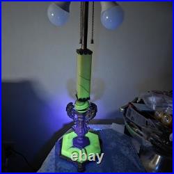 Antique Uranium Slag Glass Brass Cherubs Art Deco Houze AkroAgate Table Lamp 28 Antique Uranium Slag Glass Brass Cherubs Art Deco Houze AkroAgate Table Lamp 28