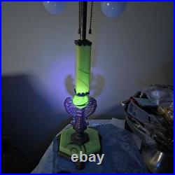 Antique Uranium Slag Glass Brass Cherubs Art Deco Houze AkroAgate Table Lamp 28