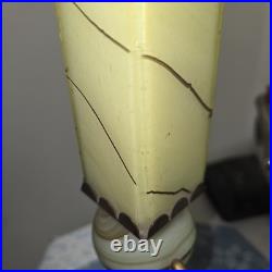 Antique Uranium Slag Glass Brass Cherubs Art Deco Houze AkroAgate Table Lamp 28