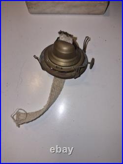 Antique Uranium Slag Glass Oil Lamp Brass Marble Base Victorian 1880s Glows