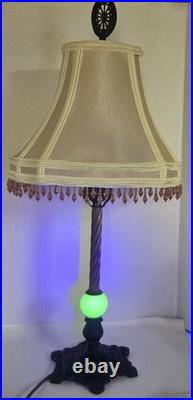 Antique Uranium Slag Glass Table Lamp Bright Glow Antique Uranium Slag Glass Table Lamp Bright Glow