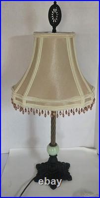 Antique Uranium Slag Glass Table Lamp Bright Glow Antique Uranium Slag Glass Table Lamp Bright Glow