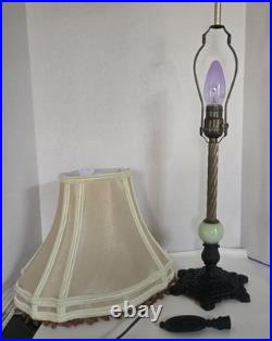 Antique Uranium Slag Glass Table Lamp Bright Glow