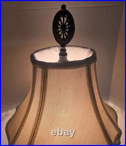 Antique Uranium Slag Glass Table Lamp Bright Glow