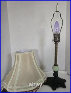 Antique Uranium Slag Glass Table Lamp Bright Glow