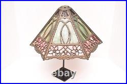 Antique VTG 6 Panel Stained Slag Glass Lamp Light Shade Victorian Art Nouveau Antique VTG 6 Panel Stained Slag Glass Lamp Light Shade Victorian Art Nouveau
