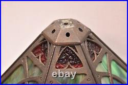 Antique VTG 6 Panel Stained Slag Glass Lamp Light Shade Victorian Art Nouveau Antique VTG 6 Panel Stained Slag Glass Lamp Light Shade Victorian Art Nouveau
