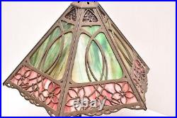 Antique VTG 6 Panel Stained Slag Glass Lamp Light Shade Victorian Art Nouveau Antique VTG 6 Panel Stained Slag Glass Lamp Light Shade Victorian Art Nouveau