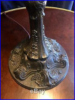 Antique Very Rare Beautiful & Ornate Figural Slag Glass Lamp Bronze