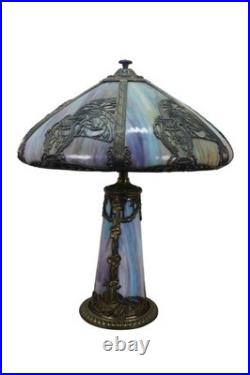 Antique Victorian Aesthetic Arts Nouveau Stained Slag Glass Parlor Lamp 25 Antique Victorian Aesthetic Arts Nouveau Stained Slag Glass Parlor Lamp 25