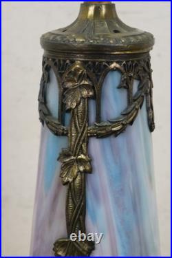 Antique Victorian Aesthetic Arts Nouveau Stained Slag Glass Parlor Lamp 25