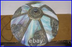 Antique Victorian Aesthetic Arts Nouveau Stained Slag Glass Parlor Lamp 25