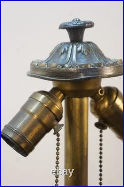 Antique Victorian Aesthetic Arts Nouveau Stained Slag Glass Parlor Lamp 25