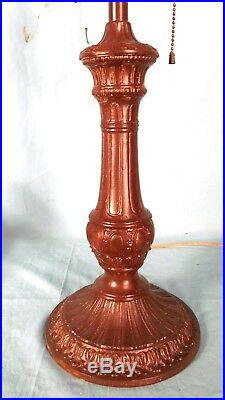 Antique Victorian Art Nouveau Caramel Slag Glass 6 Panel Column Lamp