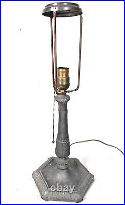 Antique Victorian Art Nouveau Cast Iron Slag Glass Lamp Base Antique Victorian Art Nouveau Cast Iron Slag Glass Lamp Base