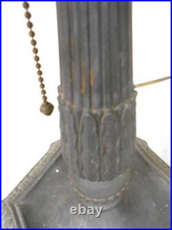 Antique Victorian Art Nouveau Cast Iron Slag Glass Lamp Base Antique Victorian Art Nouveau Cast Iron Slag Glass Lamp Base