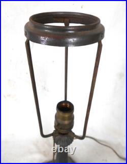 Antique Victorian Art Nouveau Cast Iron Slag Glass Lamp Base Antique Victorian Art Nouveau Cast Iron Slag Glass Lamp Base