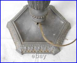 Antique Victorian Art Nouveau Cast Iron Slag Glass Lamp Base Antique Victorian Art Nouveau Cast Iron Slag Glass Lamp Base