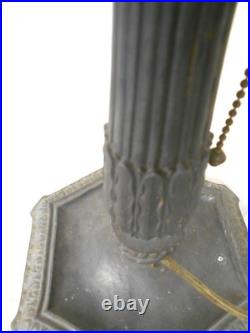 Antique Victorian Art Nouveau Cast Iron Slag Glass Lamp Base Antique Victorian Art Nouveau Cast Iron Slag Glass Lamp Base